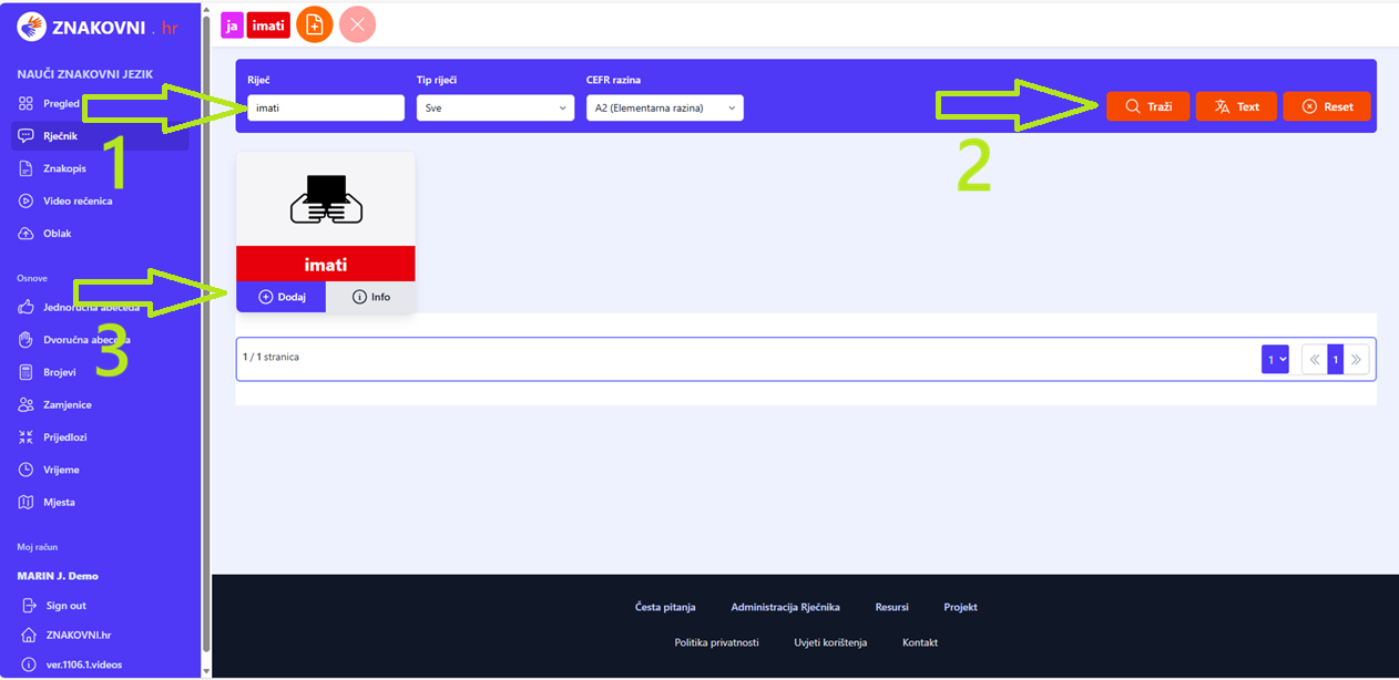 Korak 4 - Ponovi pretragu riječi