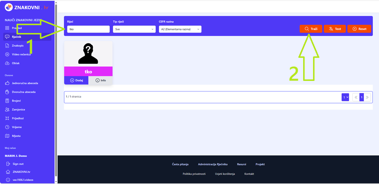 Korak 9 - Kreiranje nove rečenice